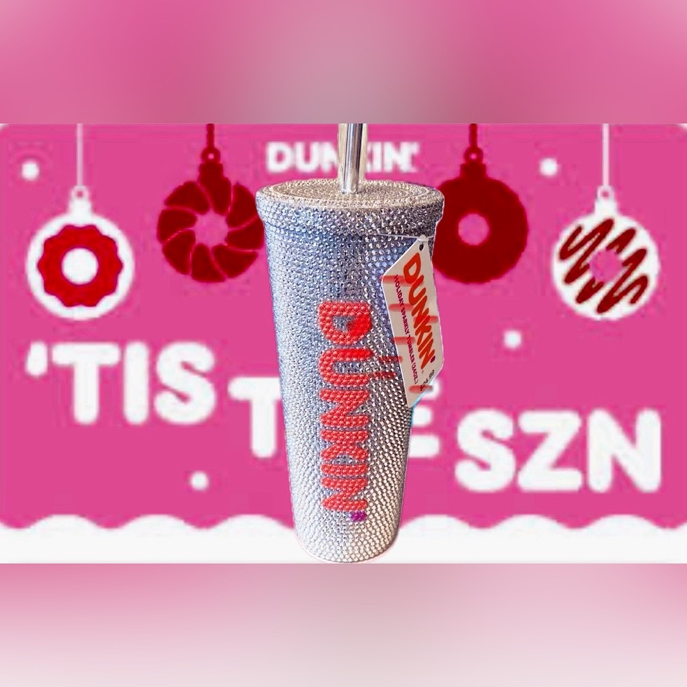 Dunkin' 2024 Holiday Silver Rhinestone Tumbler